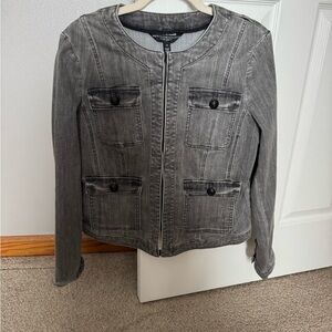 White House Black Market Women's Gray Denim Jacket size 12